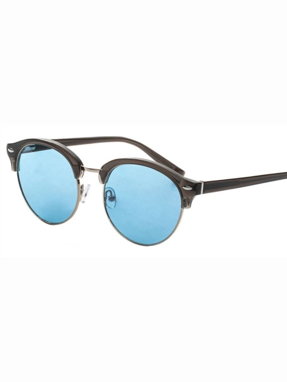 Elton John WOODSTOCK GRYSL Round Crystal Black Frame / Blue Lenses Sunglasses